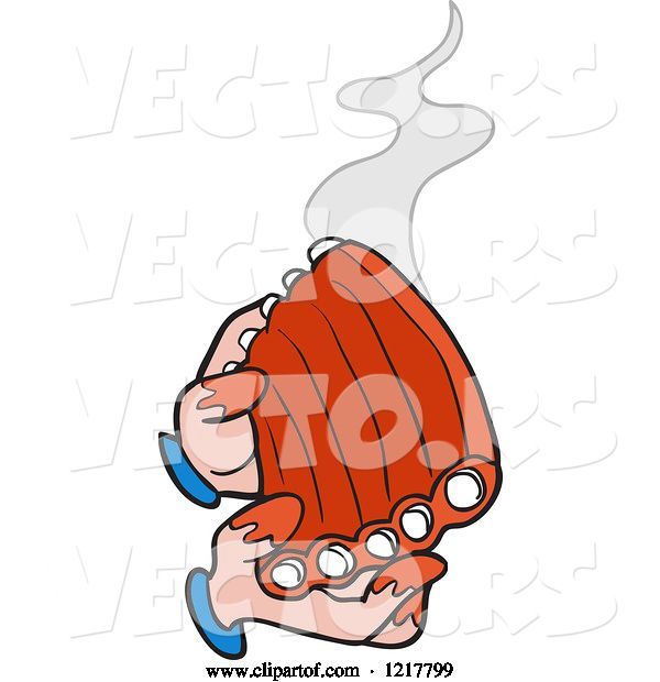 Vector of Cartoon Pair of Hands Holding Hot Saucy Bbq Ribs