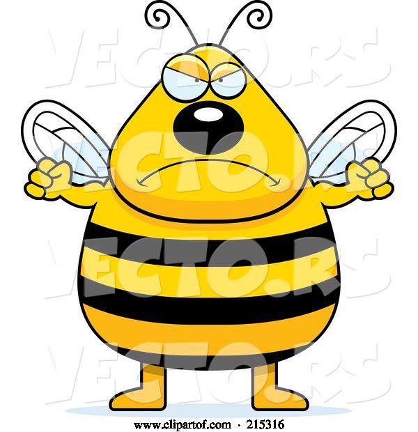 Vector of Cartoon Plump Angry Bee
