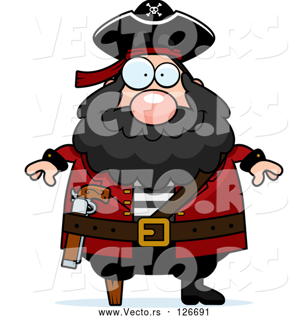 Vector of Cartoon Plump Peg Legged Pirate