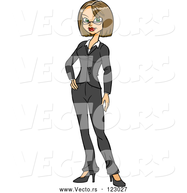 Vector of Cartoon Proud Professional Businesswoman Posing