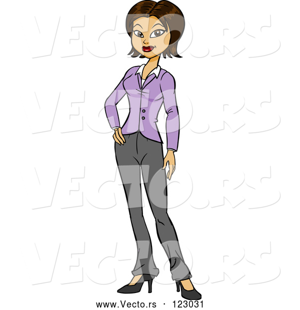 Vector of Cartoon Proud Professional Hispanic Businesswoman Posing