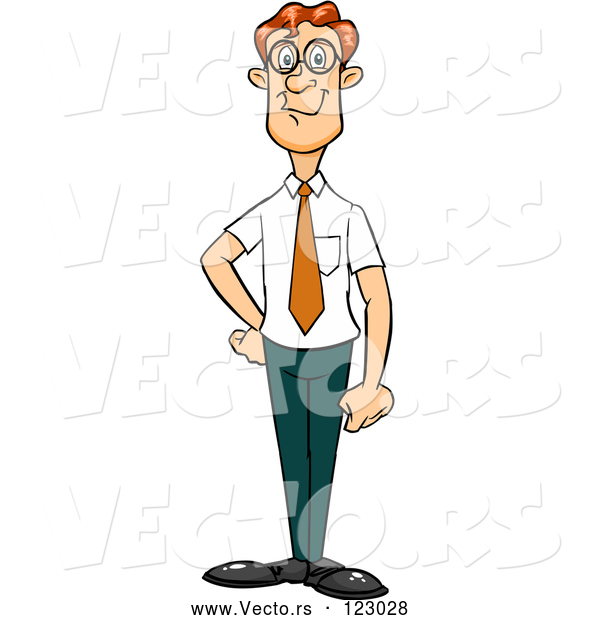 Vector of Cartoon Proud Professional Red Haired Businessman Posing