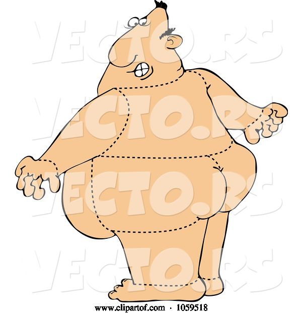 Vector of Cartoon Rear View of a Quartered Guy