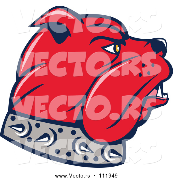 Vector of Cartoon Red Bulldog Head in Profile, Facing Right