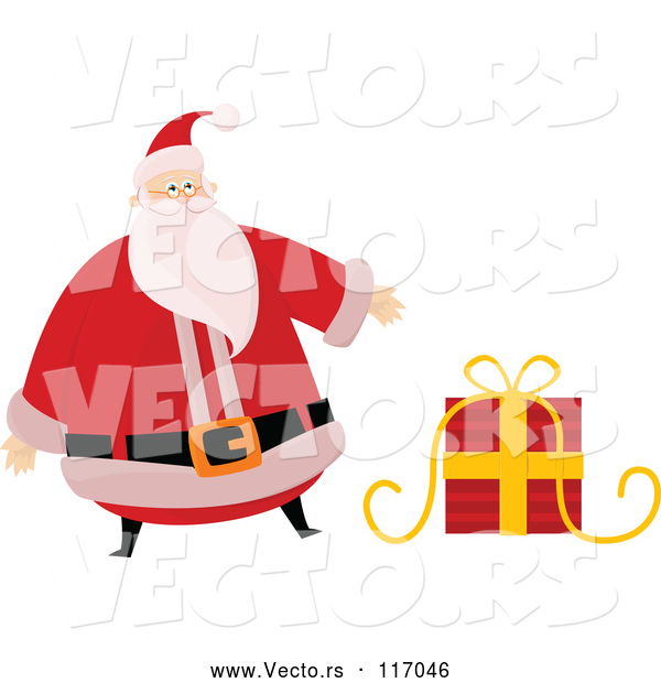 Vector of Cartoon Santa Claus Presenting a Gift
