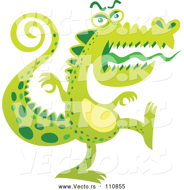 Vector of Cartoon Scary Crocodile Monster Marching