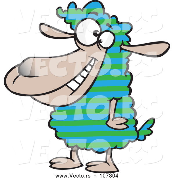 Vector of Cartoon Sheep with Striped Wool