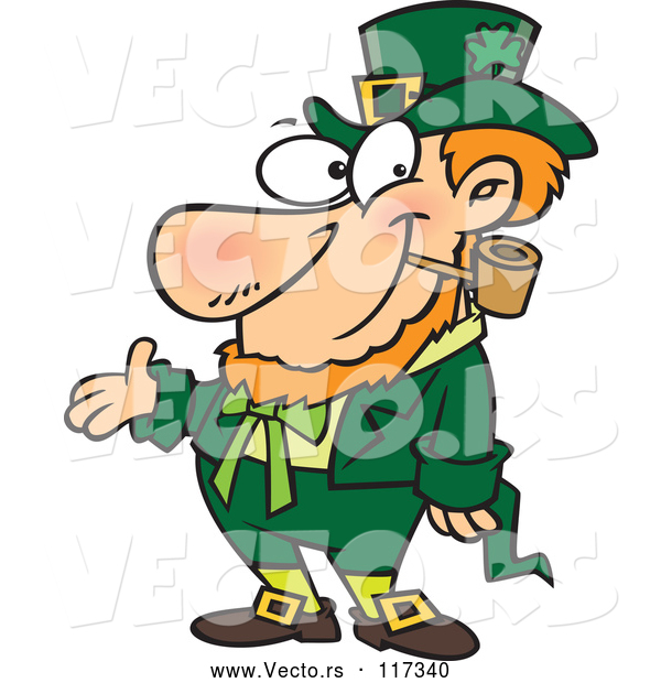 Vector of Cartoon St Patricks Day Leprechaun Presenting
