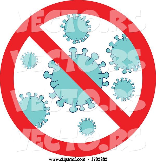 Vector of Cartoon Stop Coronavirus Infection Sign