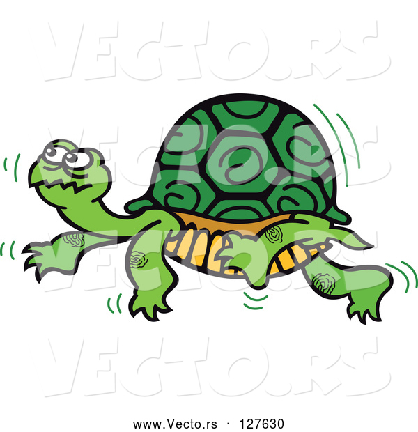 Vector of Cartoon Turtle Walking Slowly by