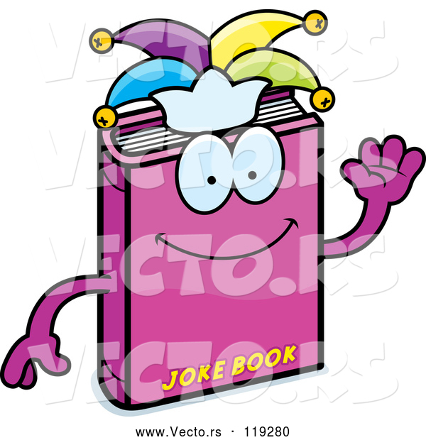 Vector of Cartoon Waving Jester Joke Book Mascot