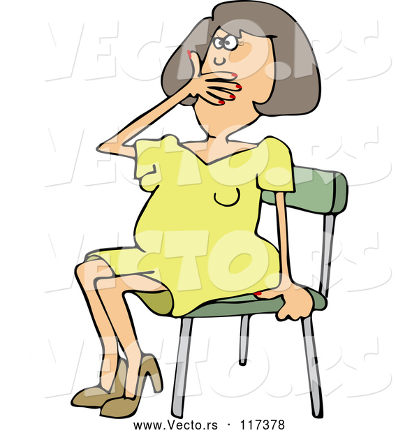 Vector of Cartoon White Lady Gasping and Sitting in a Chair