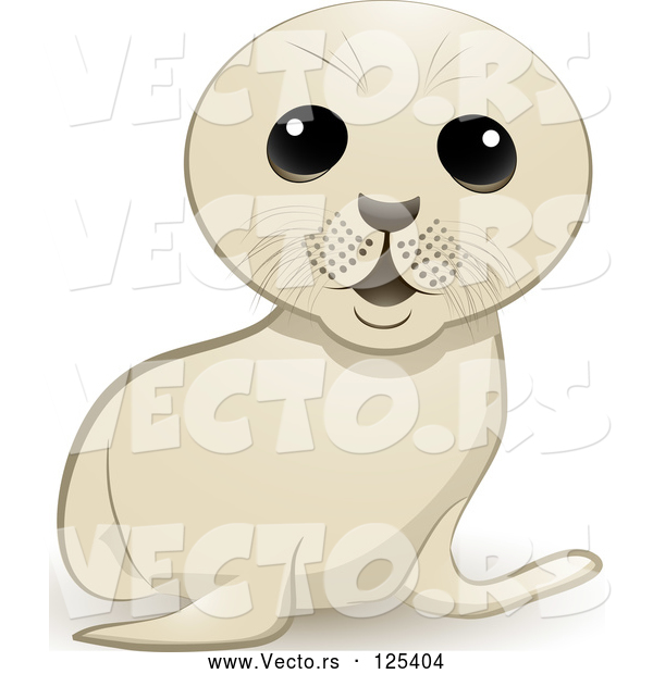 Vector of Cartoon White Seal Cub