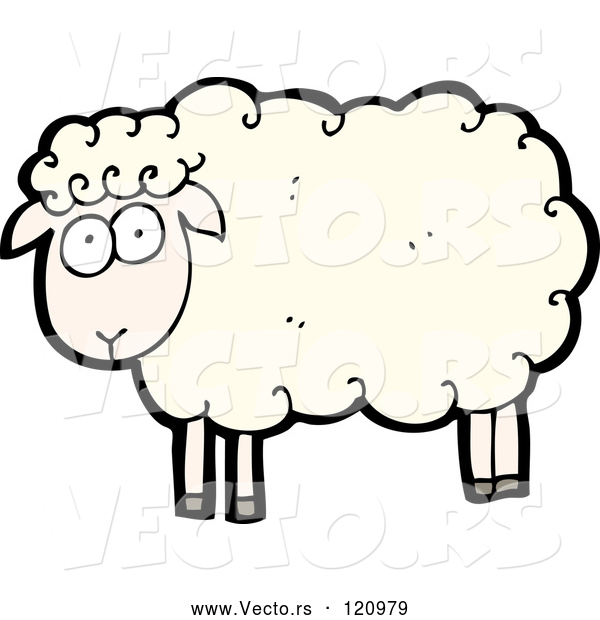 Vector of Cartoon White Sheep