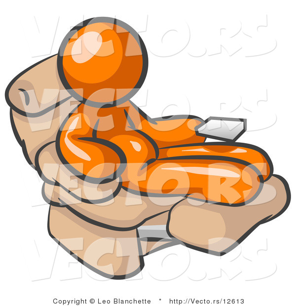 Vector of Chubby and Lazy Orange Guy with a Beer Belly, Sitting in a Recliner Chair with His Feet up