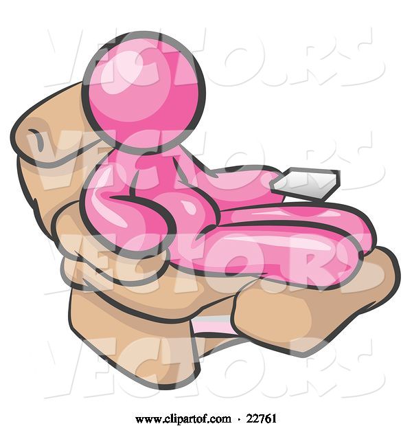Vector of Chubby and Lazy Pink Guy with a Beer Belly, Sitting in a Recliner Chair with His Feet up