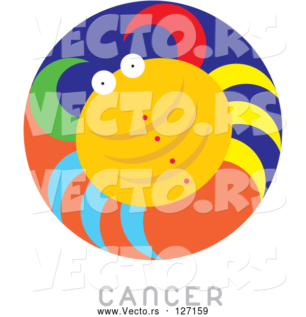Vector of Circular Cancer Astrology Scene