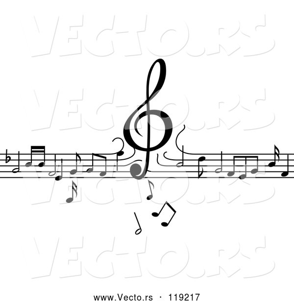 Vector of Clef Dropping down on Lines of Music Notes