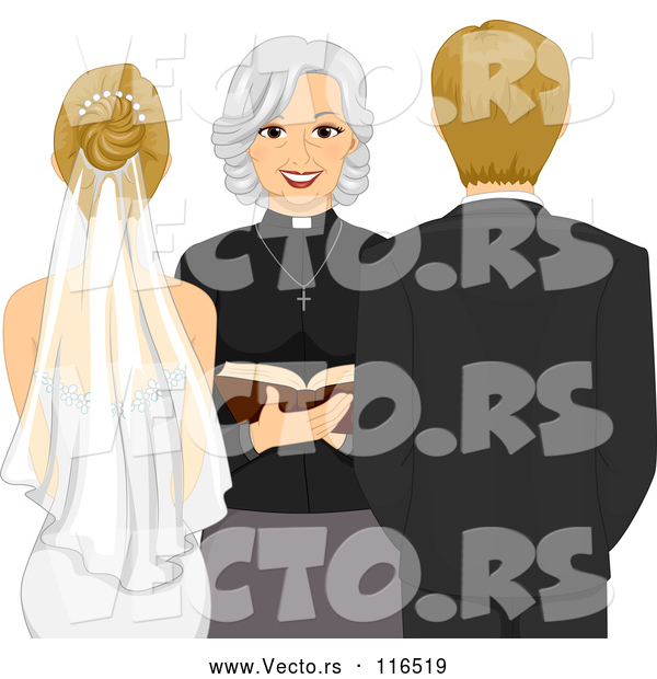 Vector of Clergy Woman Marrying a Blond Caucasian Couple