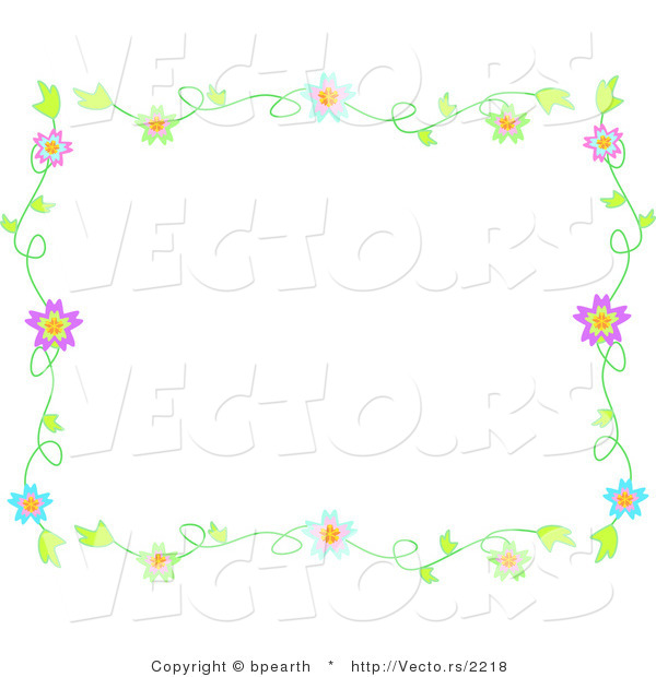 Vector of Colorful Flowering Vines - Background Border Design