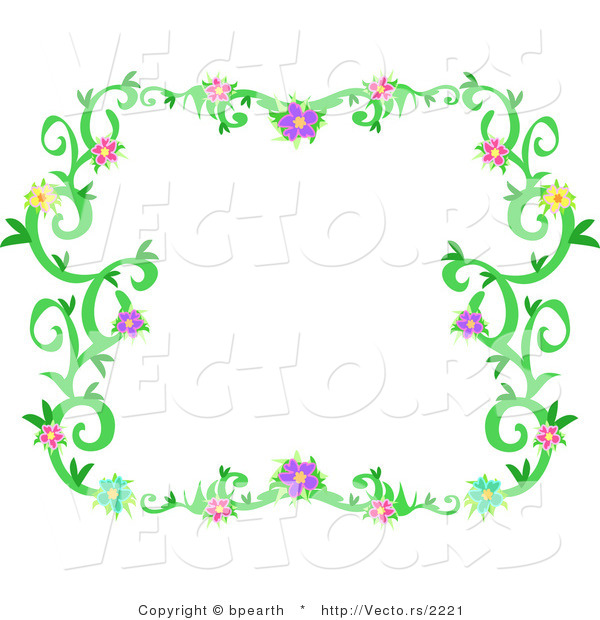 Vector of Colorful Flowering Vines Border Background
