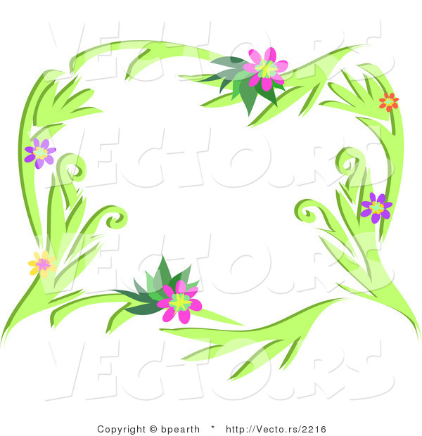 Vector of Colorful Flowering Vines Border Design