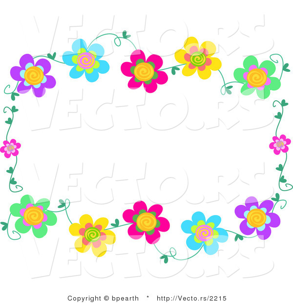 Vector of Colorful Flowering Vines Border Frame
