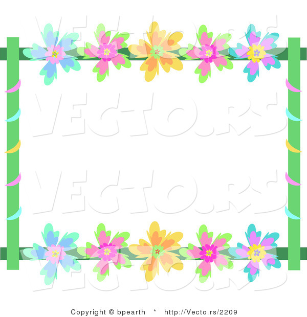Vector of Colorful Flowers with Vines - Background Border Frame