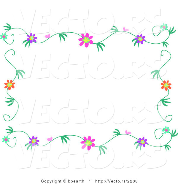 Vector of Colorful Flowers with Vines - Border Design