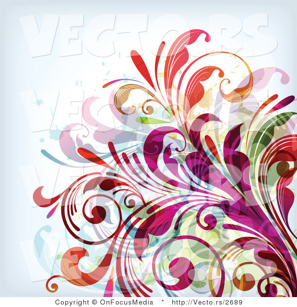 Vector of Colorful Leafy Floral Background Design