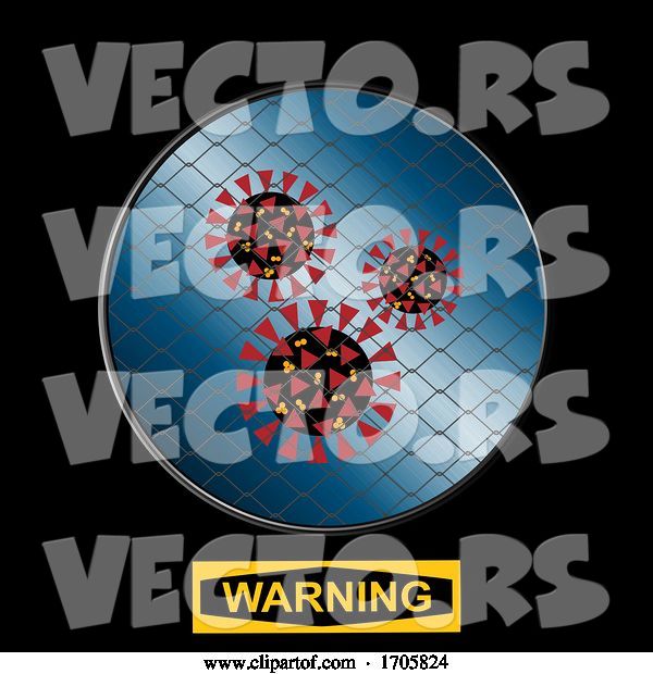 Vector of Contained Virus with Net and Warning Sign