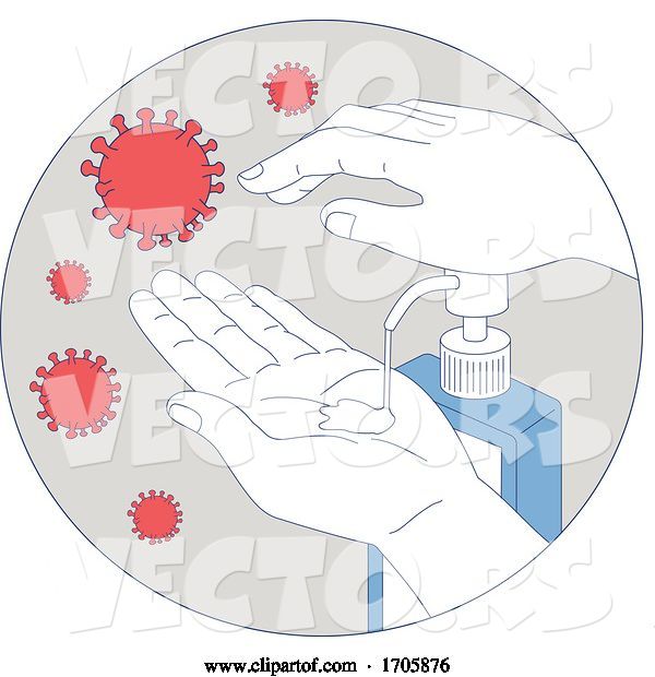Vector of Coronavirus Hand Sanitizer Monoline Circle
