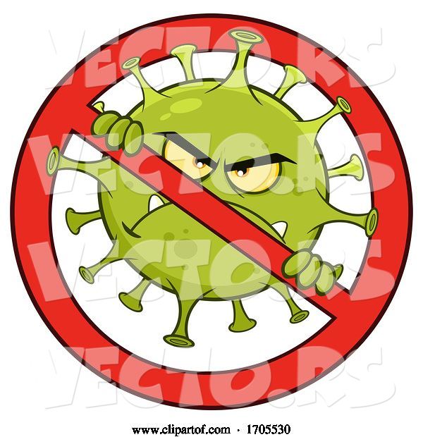 Vector of Coronavirus Mascot Character in a Prohibited Symbol