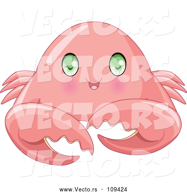 Vector of Cute Baby Crab with Green Eyes