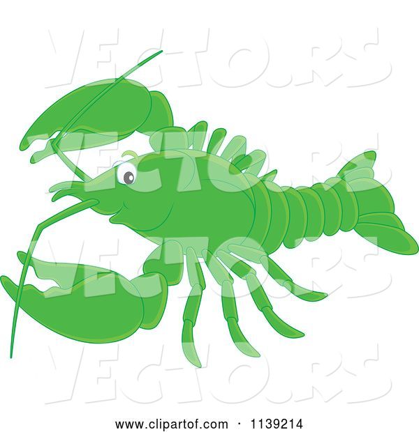 Vector of Cute Cartoon Green Lobster
