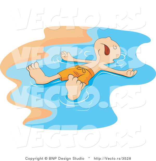 Vector of Dead Boy Washing up in the Surf on a Beach