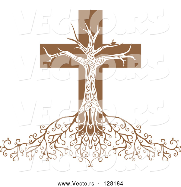 Vector of Deeply Rooted Crucifix Tree