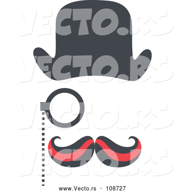 Vector of Detective with a Curling Mustache, Hat and Monocle
