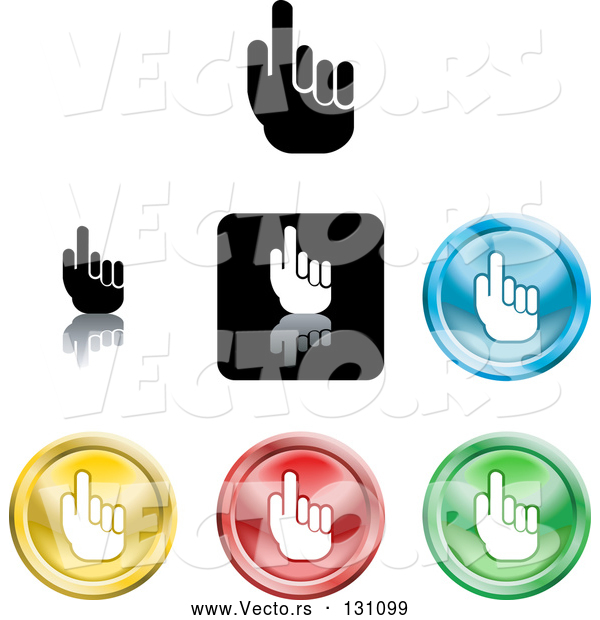 Vector of Different Colored Pointing Hand Icons