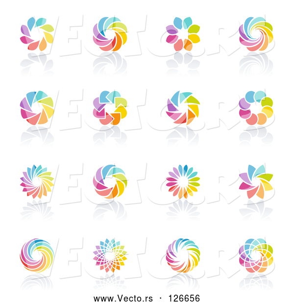 Vector of Digital Collage of Rainbow Circle Logo Designs or App Icons