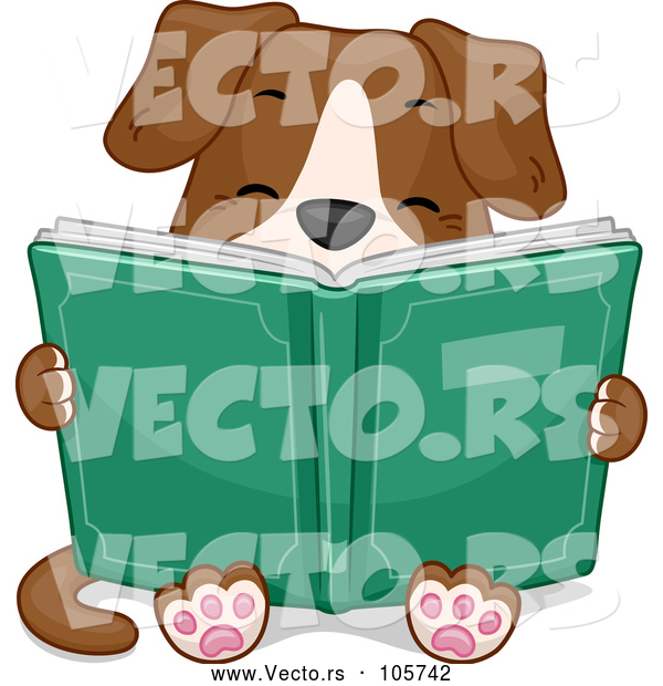 Vector of Dog Sitting and Reading a Book