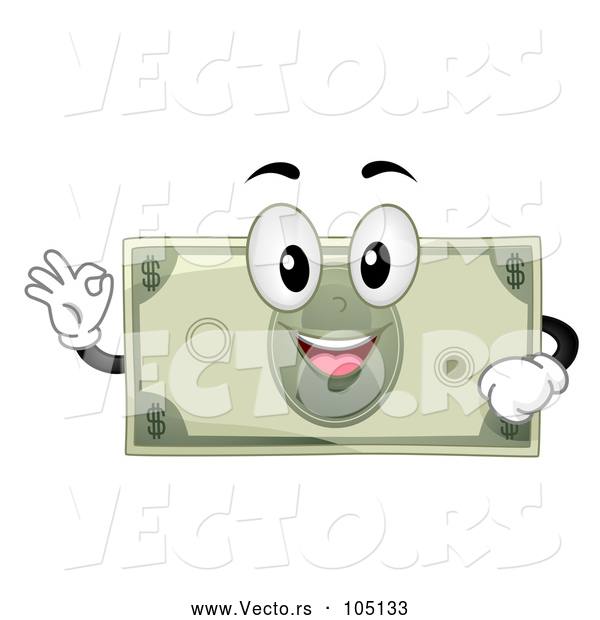 Vector of Dollar Bill Mascot Character Gesting Perfect or Ok