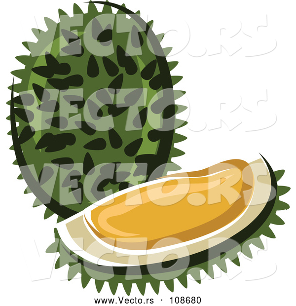 Vector of Durian Fruit Beside a Wedge