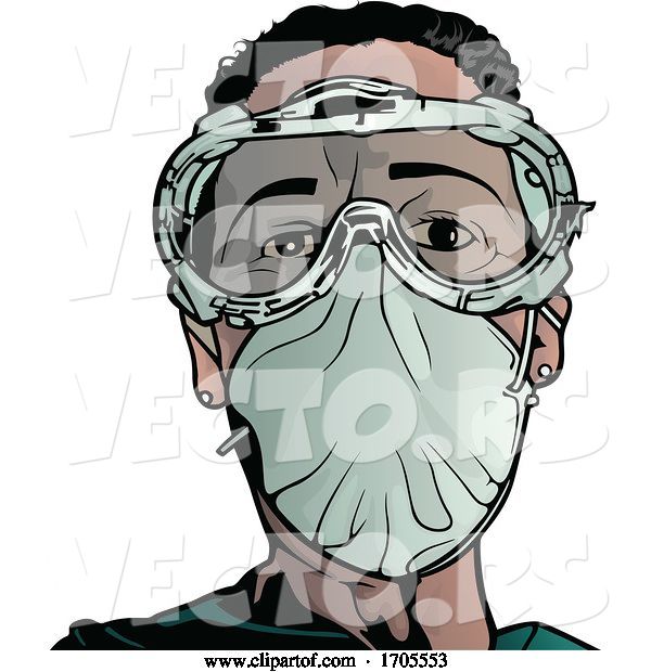 Vector of Emergency Medical Worker in a Protective Suit and Mask