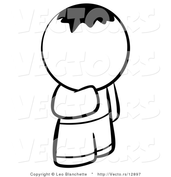 Vector of Faceless Young Man with Little Hair on Head - Coloring Page Outlined Art