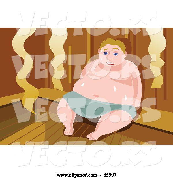Vector of Fat Guy Sweating in a Steam Room