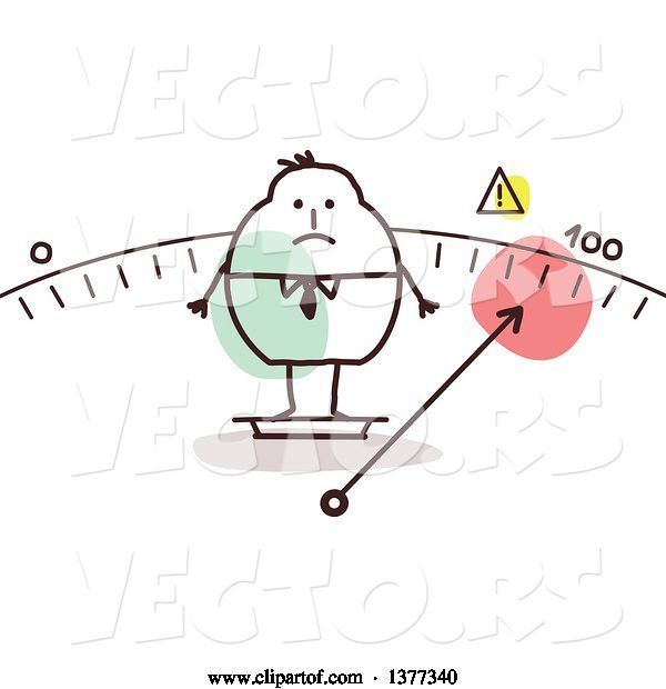 Vector of Fat Stick Guy Standing on a Scale