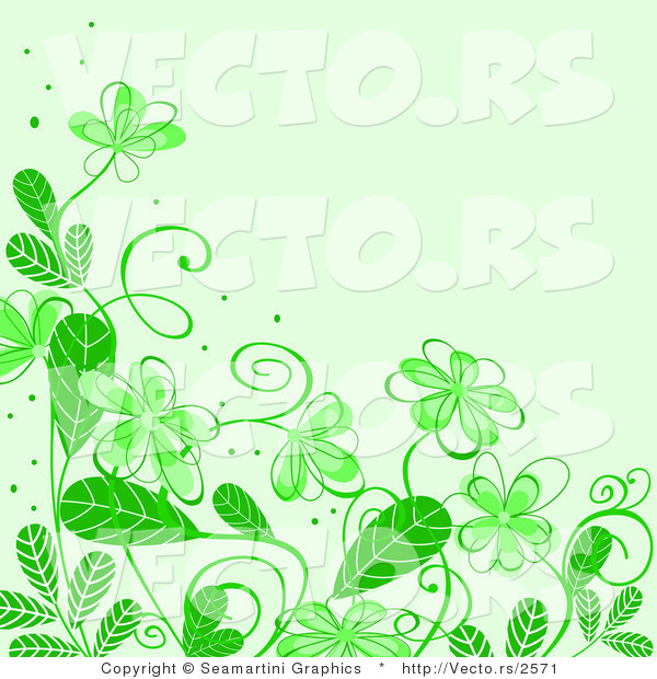 Vector of Floral Background Border Design with Green Flowers