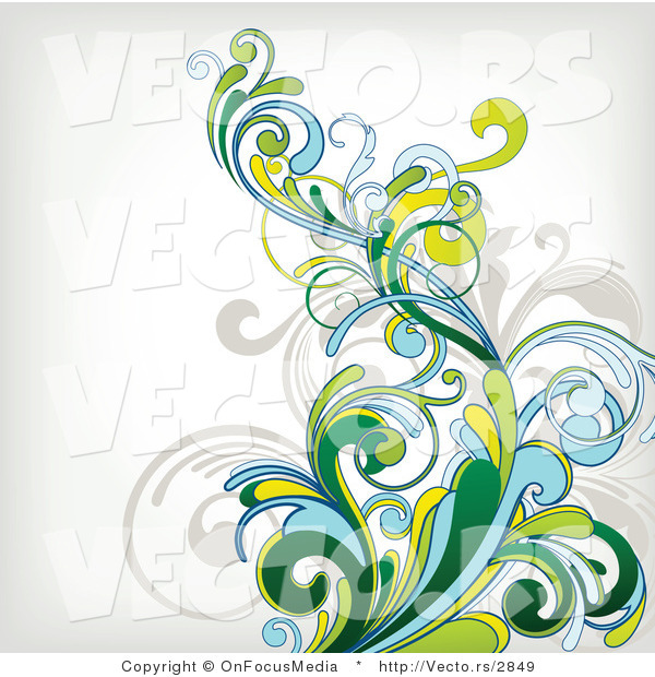 Vector of Flourish Vines Composited over off White Background Design Version 1