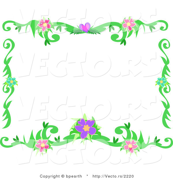 Vector of Flowering Vines Border Frame Design